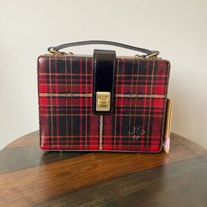 NWT Patricia Nash Gold foil plaid collection gift box purse